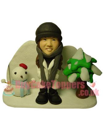 cute lady winter theme custom figurine