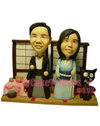 Japanese kimono wedding cake topper