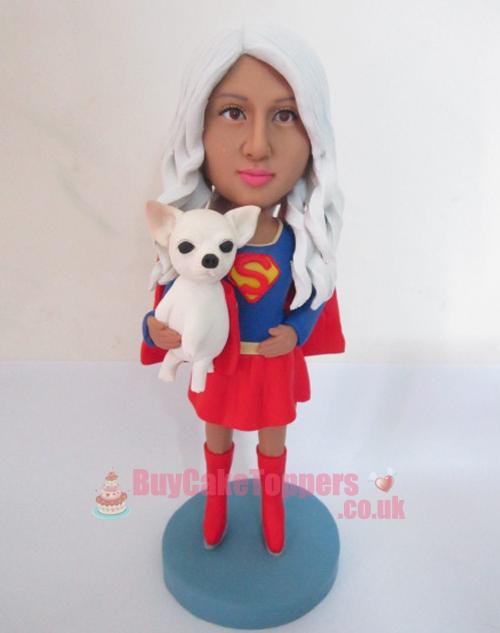 super woman with her pet super woman with her pet