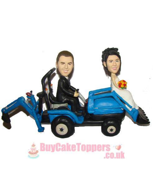 bulldozer driver wedding cake topper