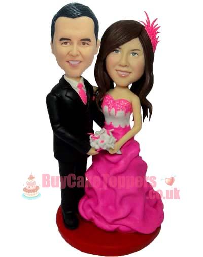 pink dress wedding cake topper 