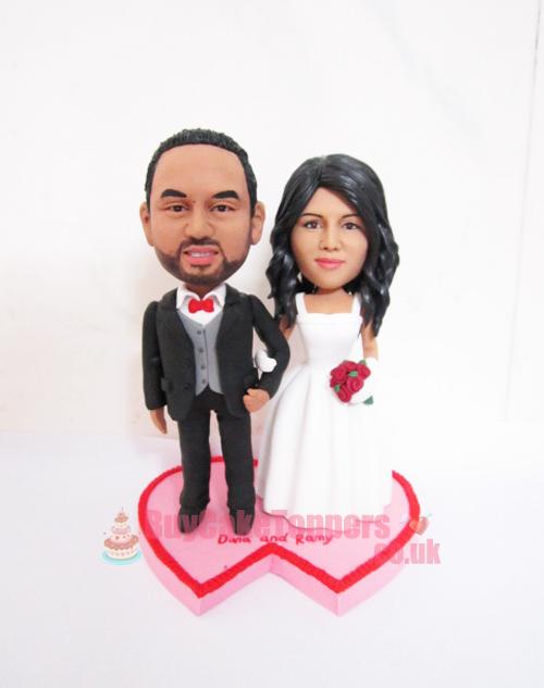 double heart base wedding topper